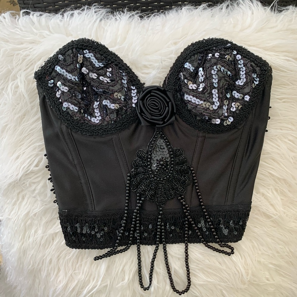 Beaded Black Bustier - image 7